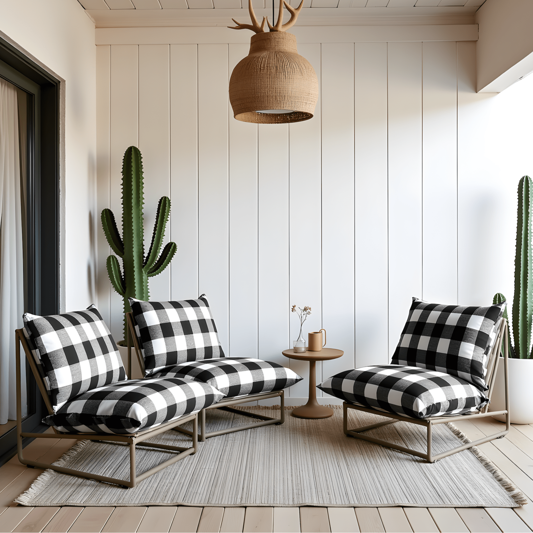 Rockin Cushions IKEA Outdoor Slipcovers 1 pillow and 1 seat cover Black Check Outdoor Slipcovers, Compatible with IKEA Havsten - Made to Order